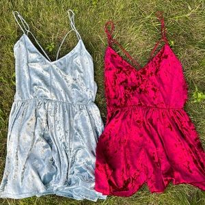 2pc set of velvet rompers